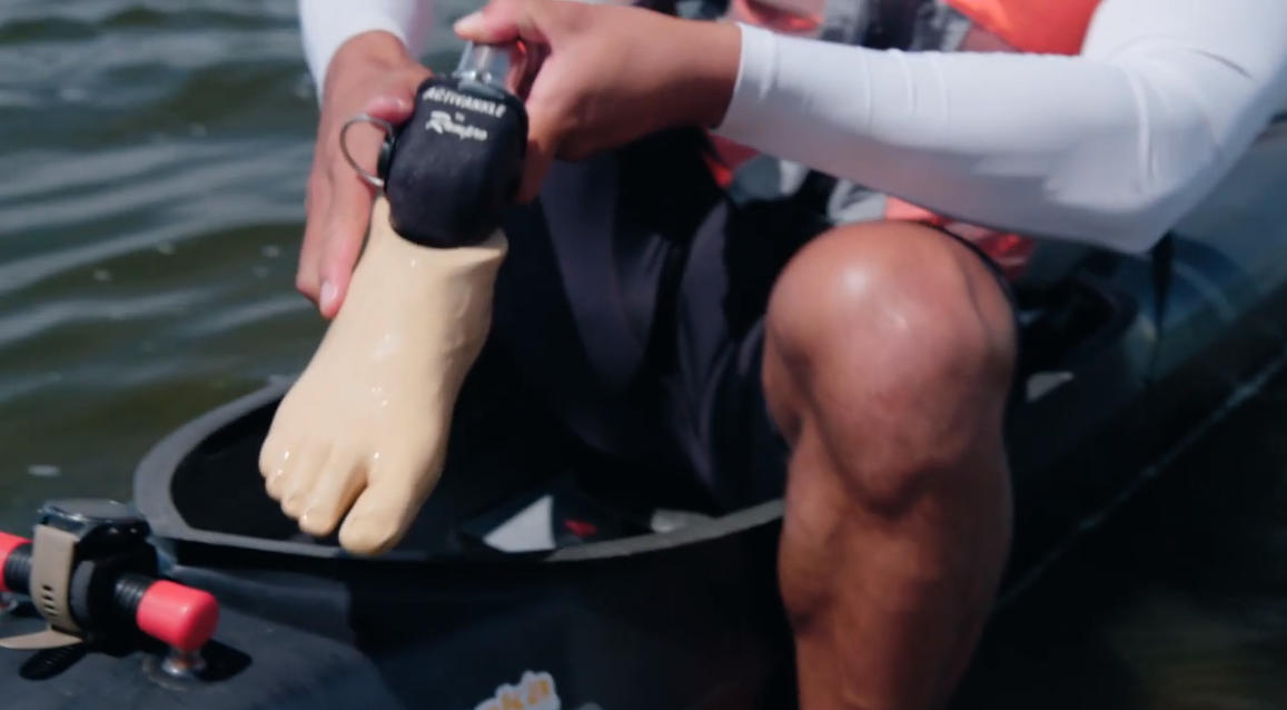 Image from Attitude episode: Close up of a prosthetic leg made by Peke Waihanga Artificial Limb Service.