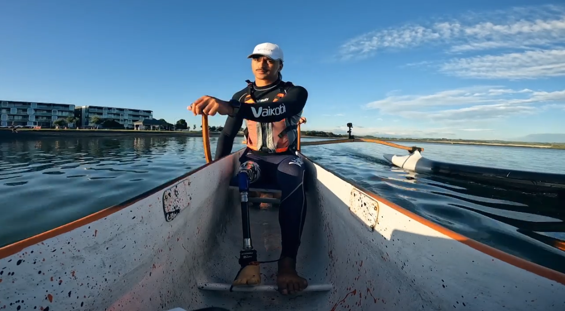 Image from Attitude episode: Peter Cowan takes to the water in his canoe.